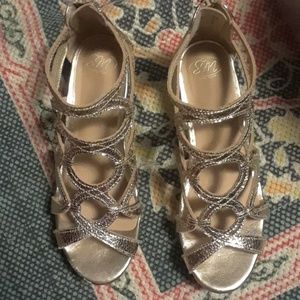 Sm new york pomona gold gladiator wedge sandals